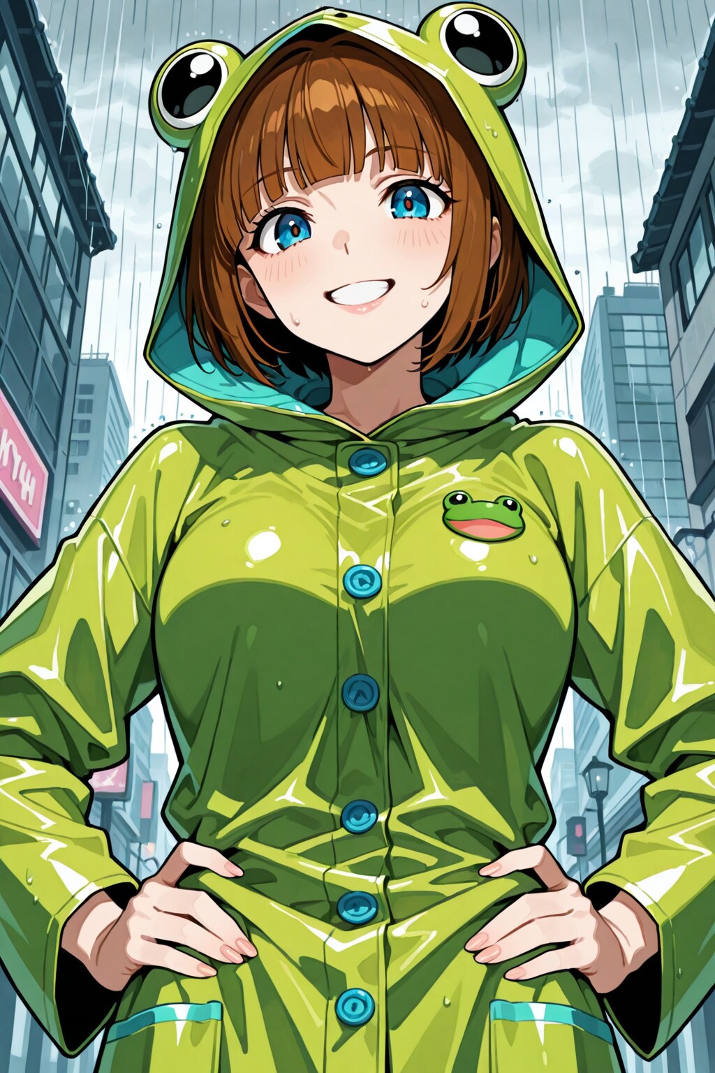 雨合羽の女の子
