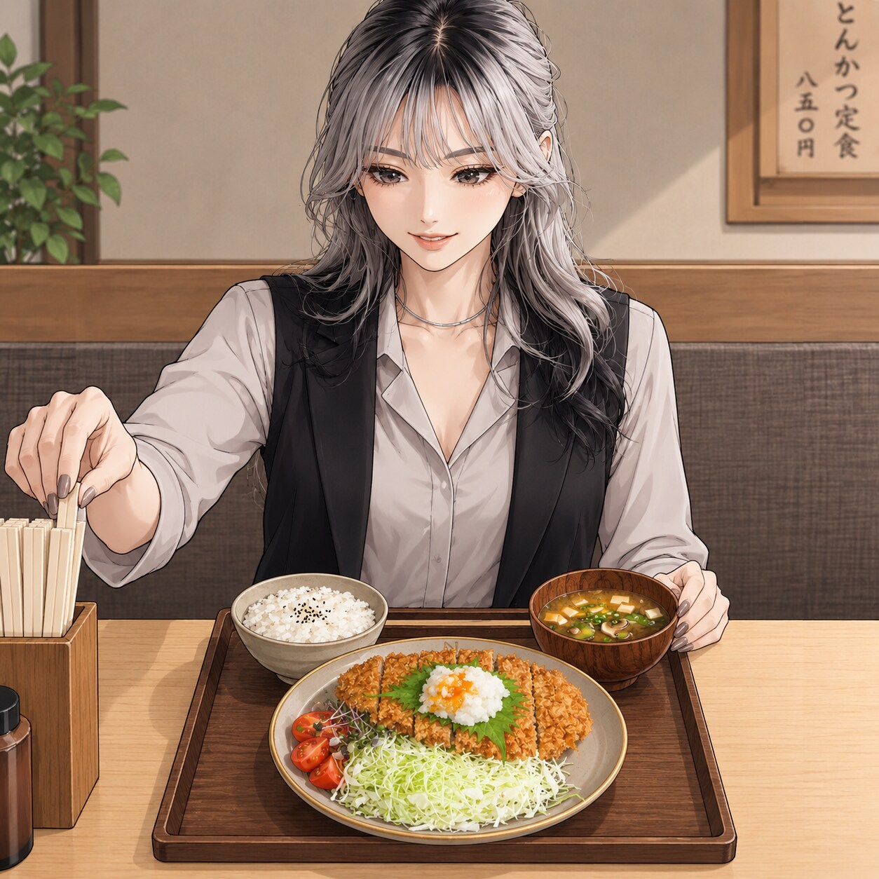 おろしシソトンカツ定食（レージュ） | の人気AIイラスト・グラビア