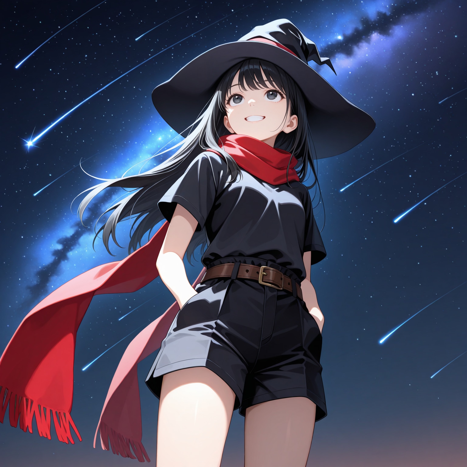 流星群を眺める魔女さん