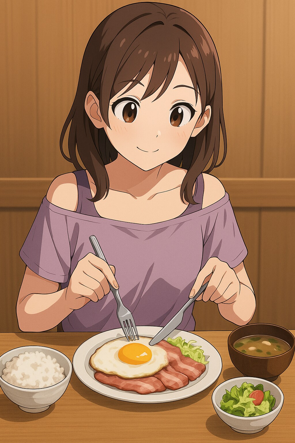 ベーコンエッグ定食