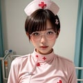 ナースコスの丈が短すぎた丸メガネ少女 3枚目