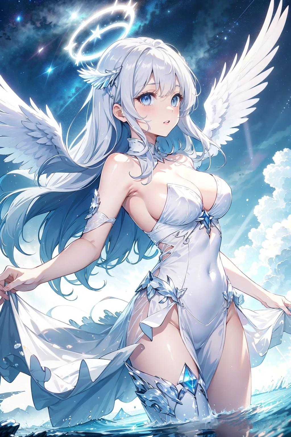 白い翼　夜空と海