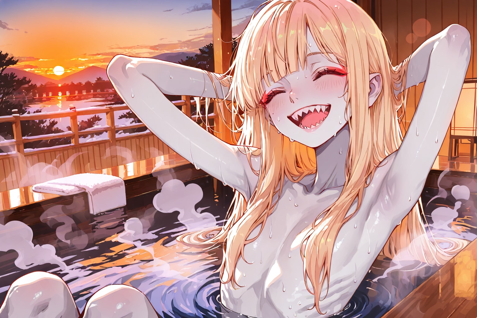 夕方の温泉