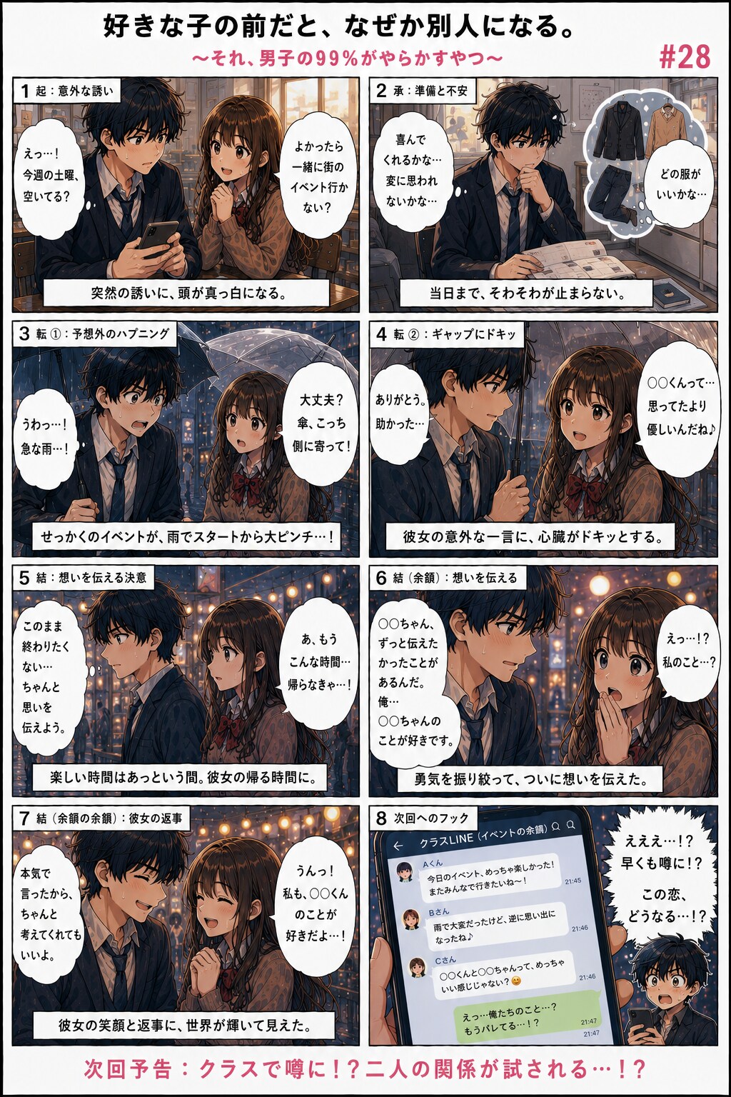 青春ラブコメシリーズ化：漫画生成GPT（GPTs）  「続きのストーリーの漫画を描いてください。」と言ったら続きができました。  カスタムGPTを作らなくても使えます。 ①まず普通のChatGPTで試