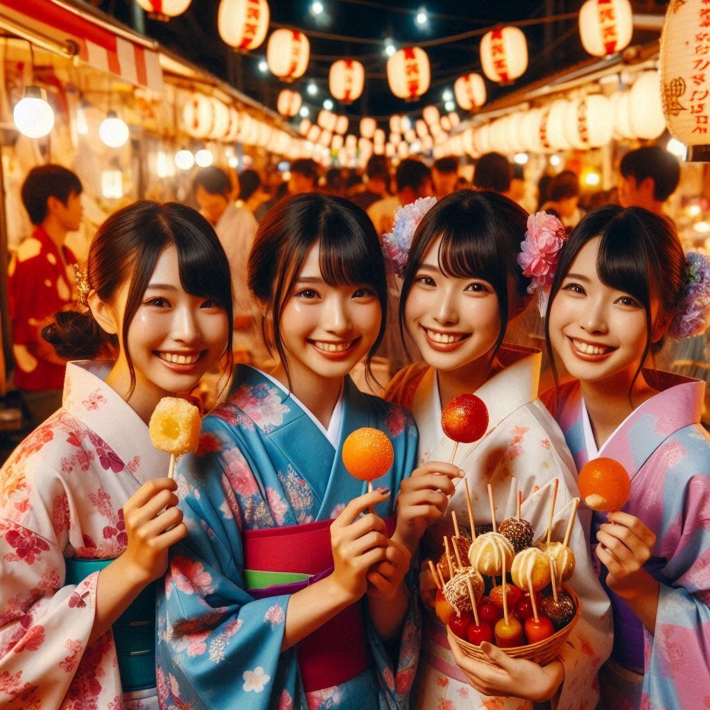 お祭り　屋台　少女