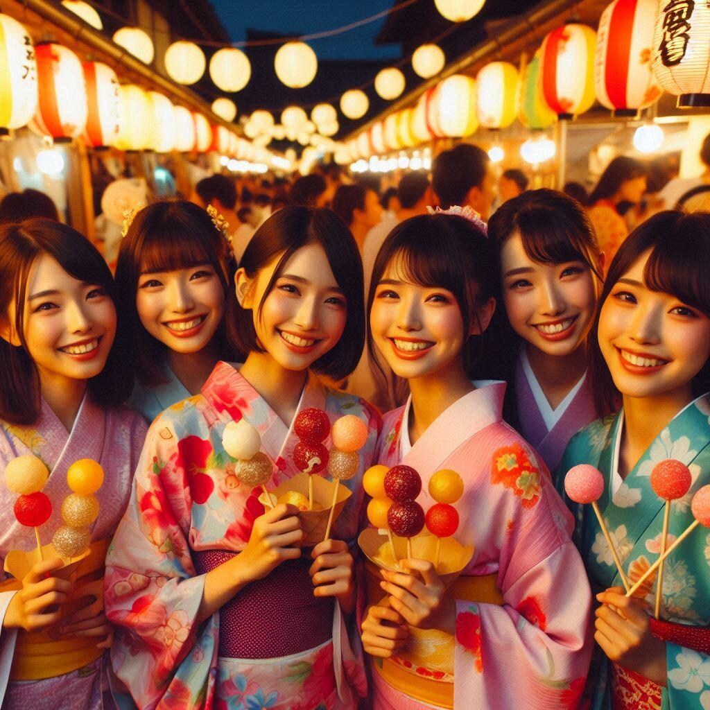 お祭り　屋台　少女