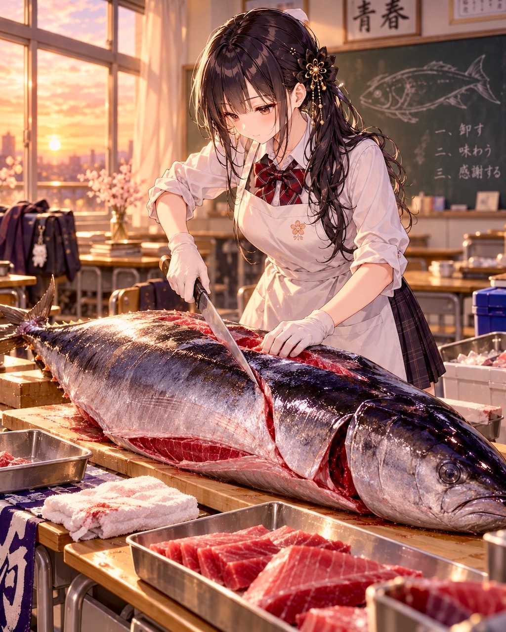 放課後、マグロを解体します
