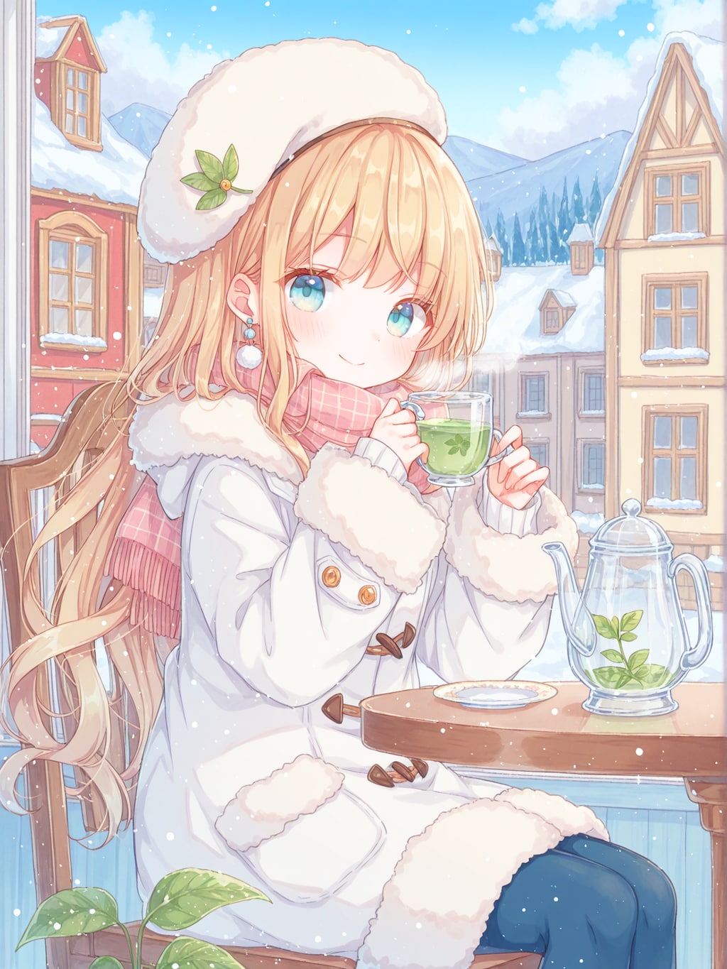 雪の街とふわふわ冬服