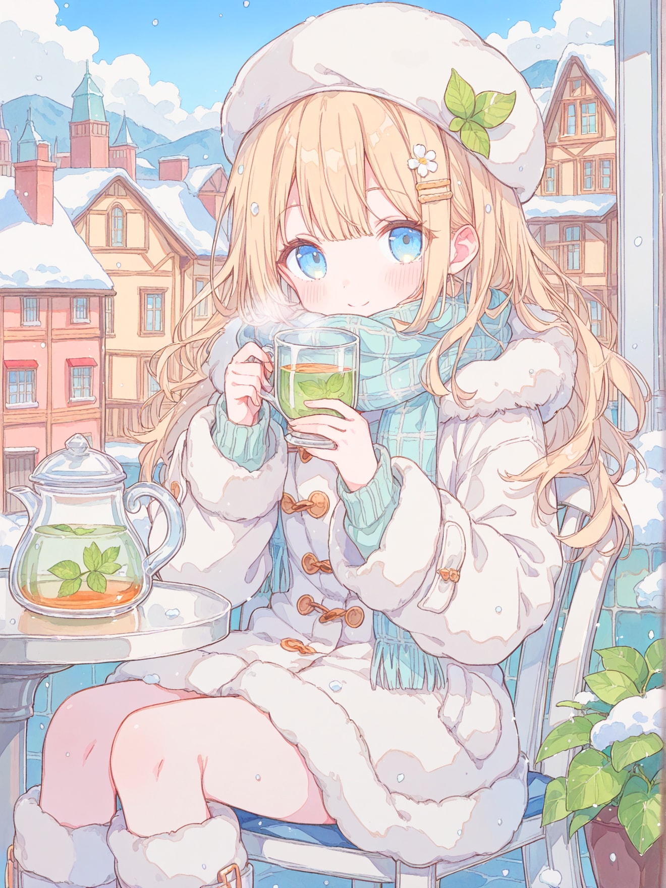 雪の街とふわふわ冬服 | の人気AIイラスト・グラビア