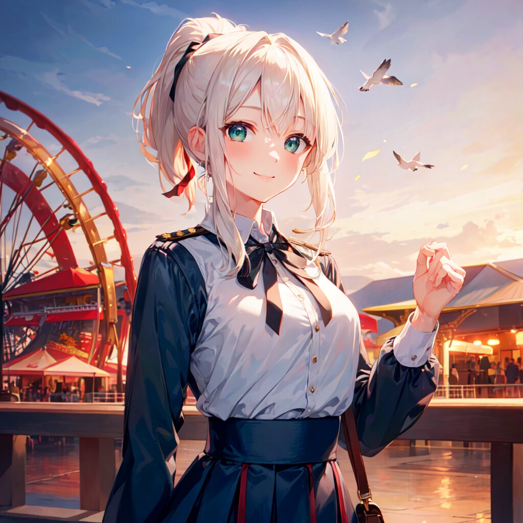 黄昏の遊園地にて