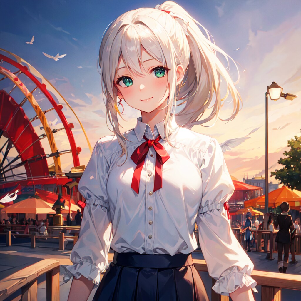黄昏の遊園地にて