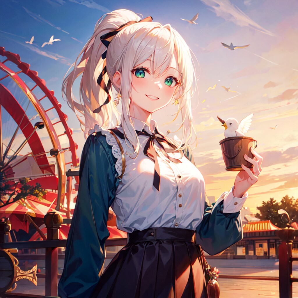 黄昏の遊園地にて