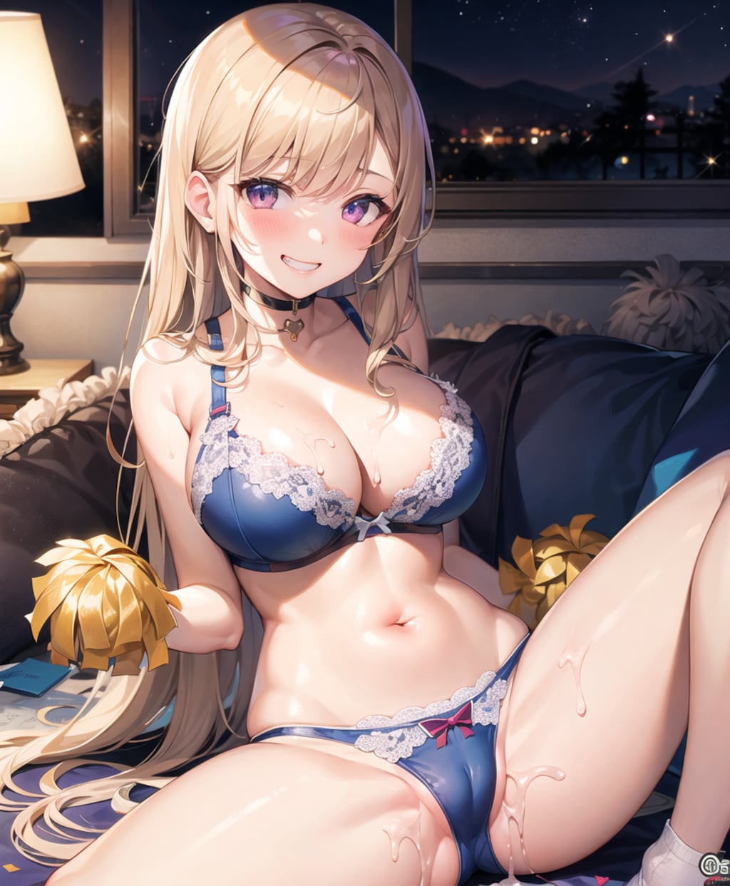 がっつり見えてますよぉ？ベッドの上の開脚とろっとバック巨乳チアガール写真集