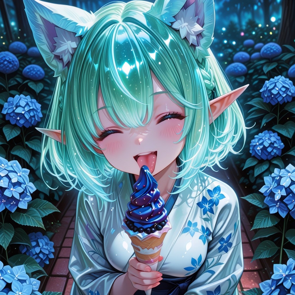 4枚）紫陽花とアジサイソフトクリーム