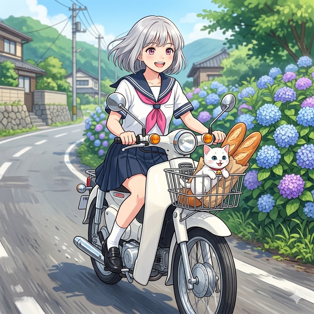スーパーカブで買物 | の人気AIイラスト・グラビア