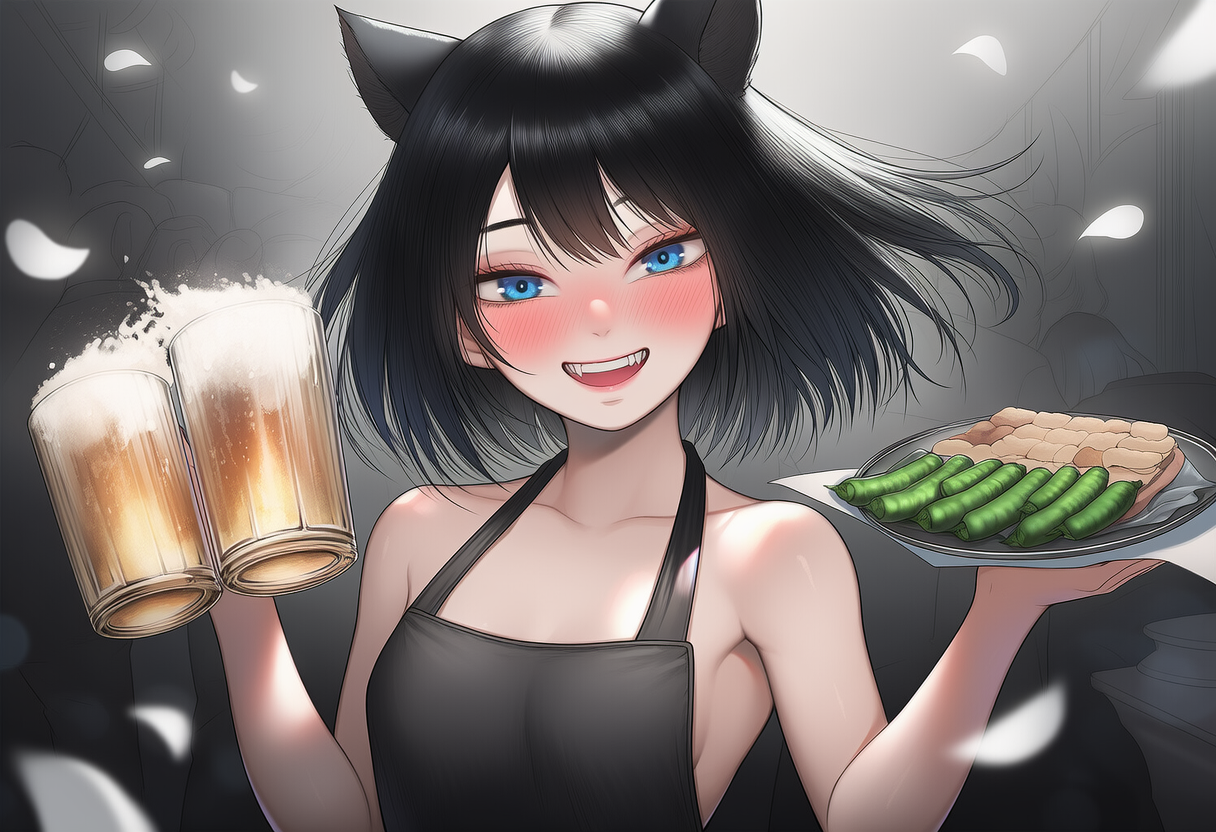 服部先輩、猫耳姿でバイトする