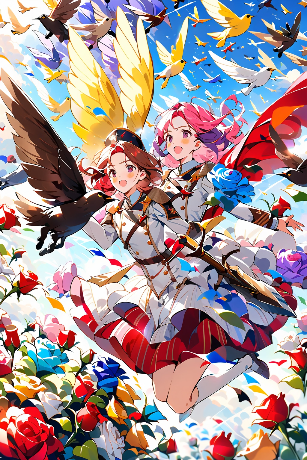 カラフルな薔薇に囲まれて