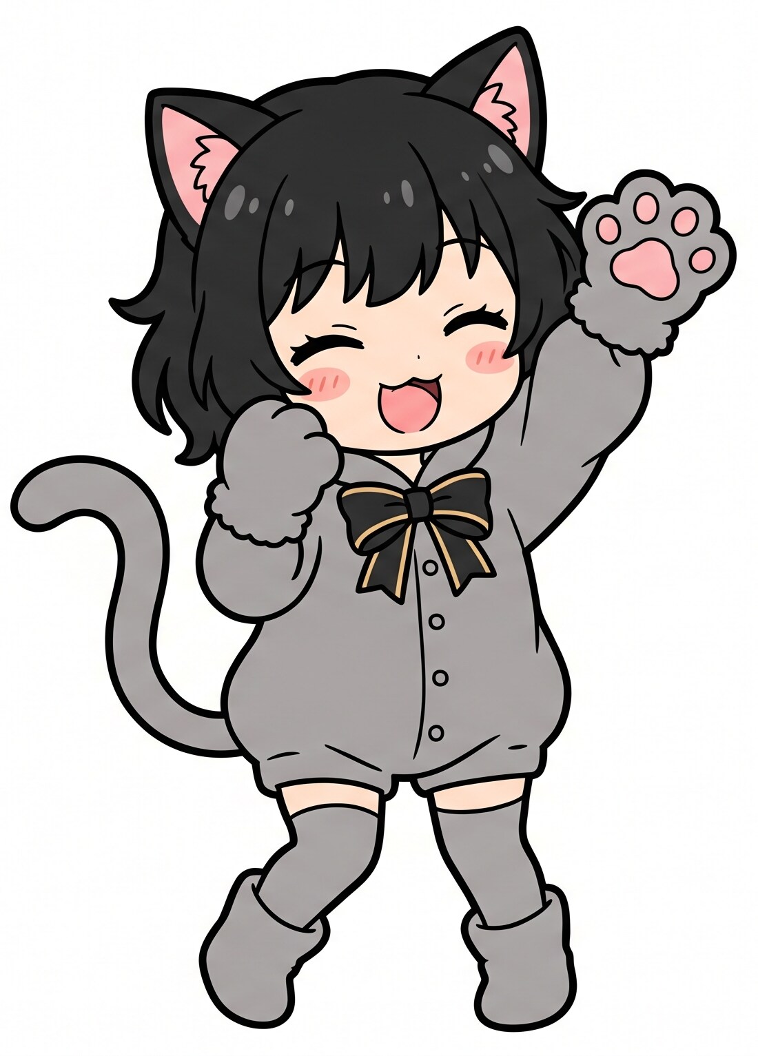 いらすとやチャレンジ：猫の日の女の子