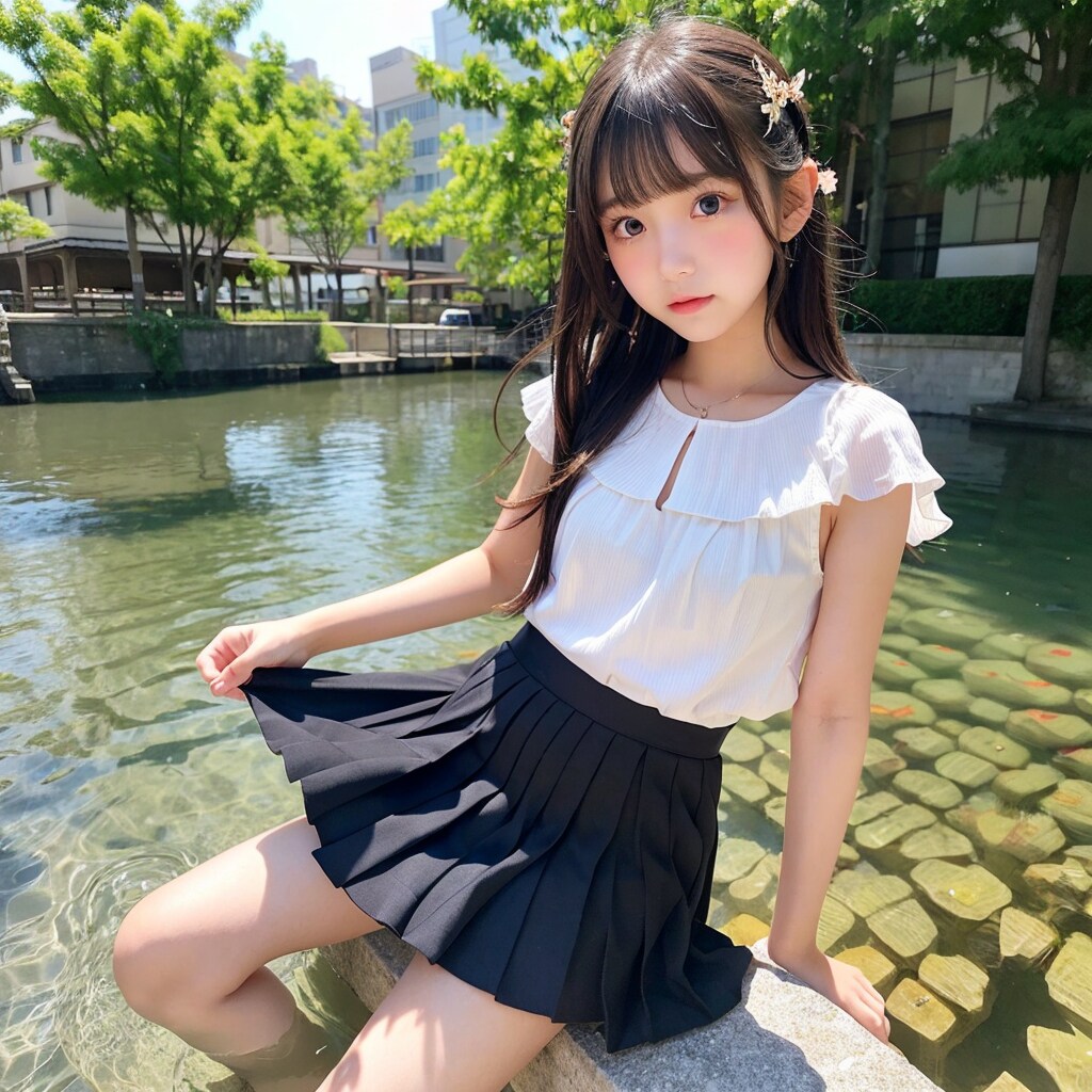 美少女【水のある公園】