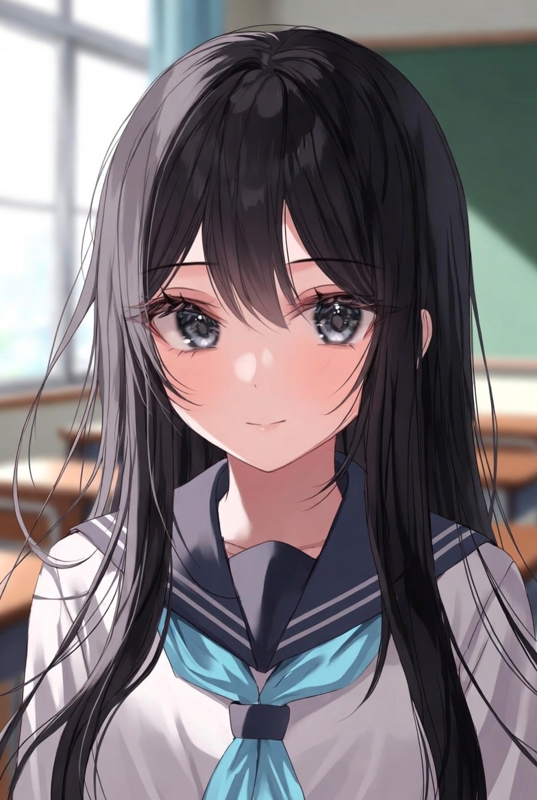 黒髪ロングでセーラー服の少女６５ | の人気AIイラスト・グラビア