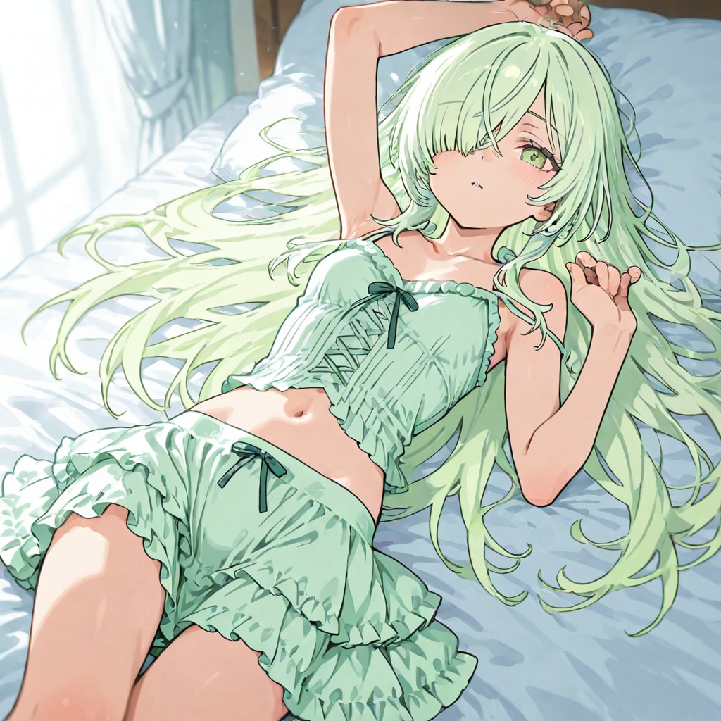 ライトグリーンメカクレガール | の人気AIイラスト・グラビア