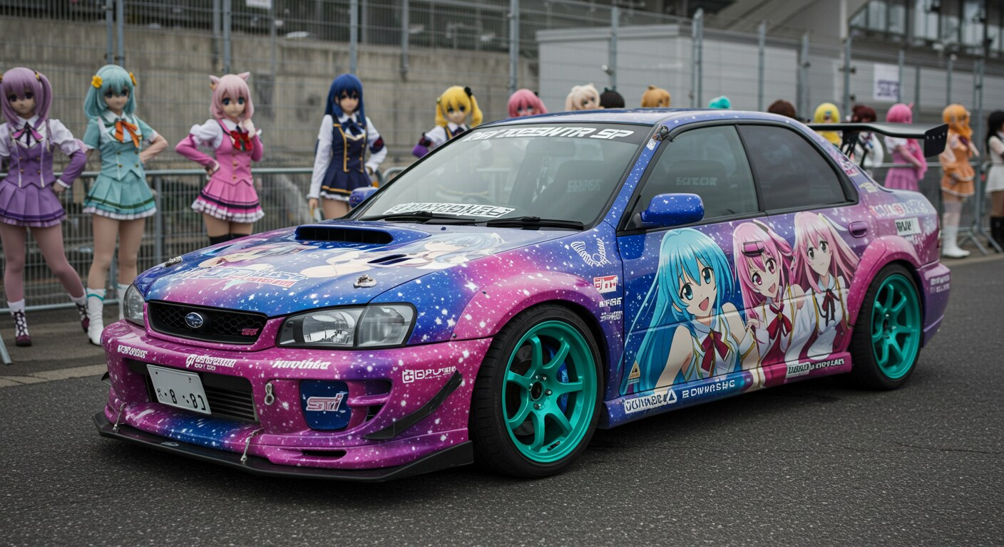 アニメキャラ痛車インプレッサセダン | の人気AIイラスト・グラビア