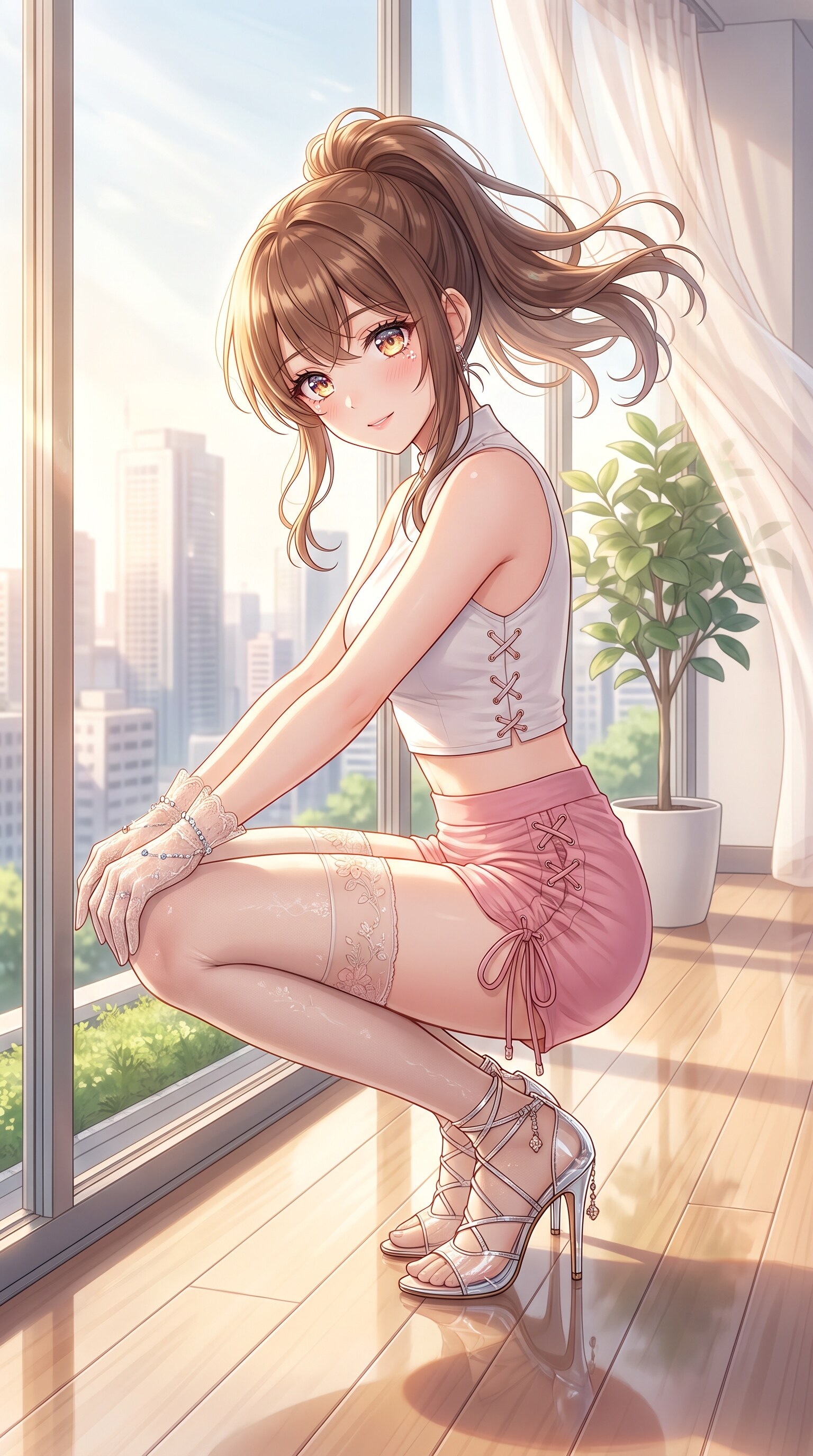 窓辺陽光舞