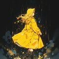 黄色のレインコートと夜の雨 5枚目