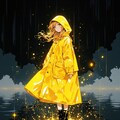 黄色のレインコートと夜の雨 3枚目