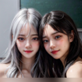 クラスの超絶美女二人がこっちを見てくる。。。 2枚目