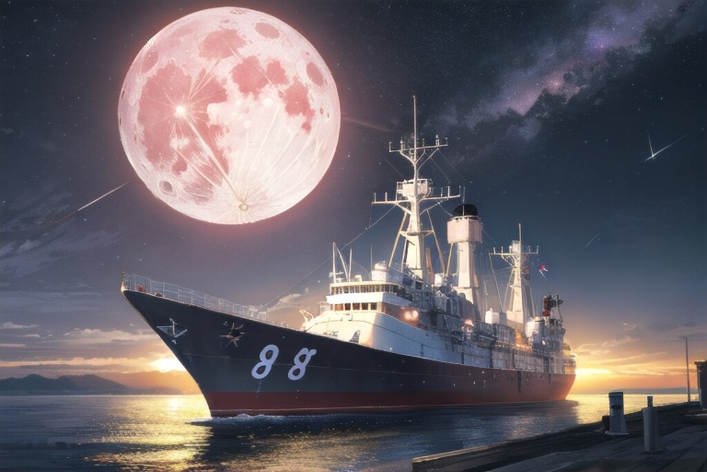月夜の軍艦