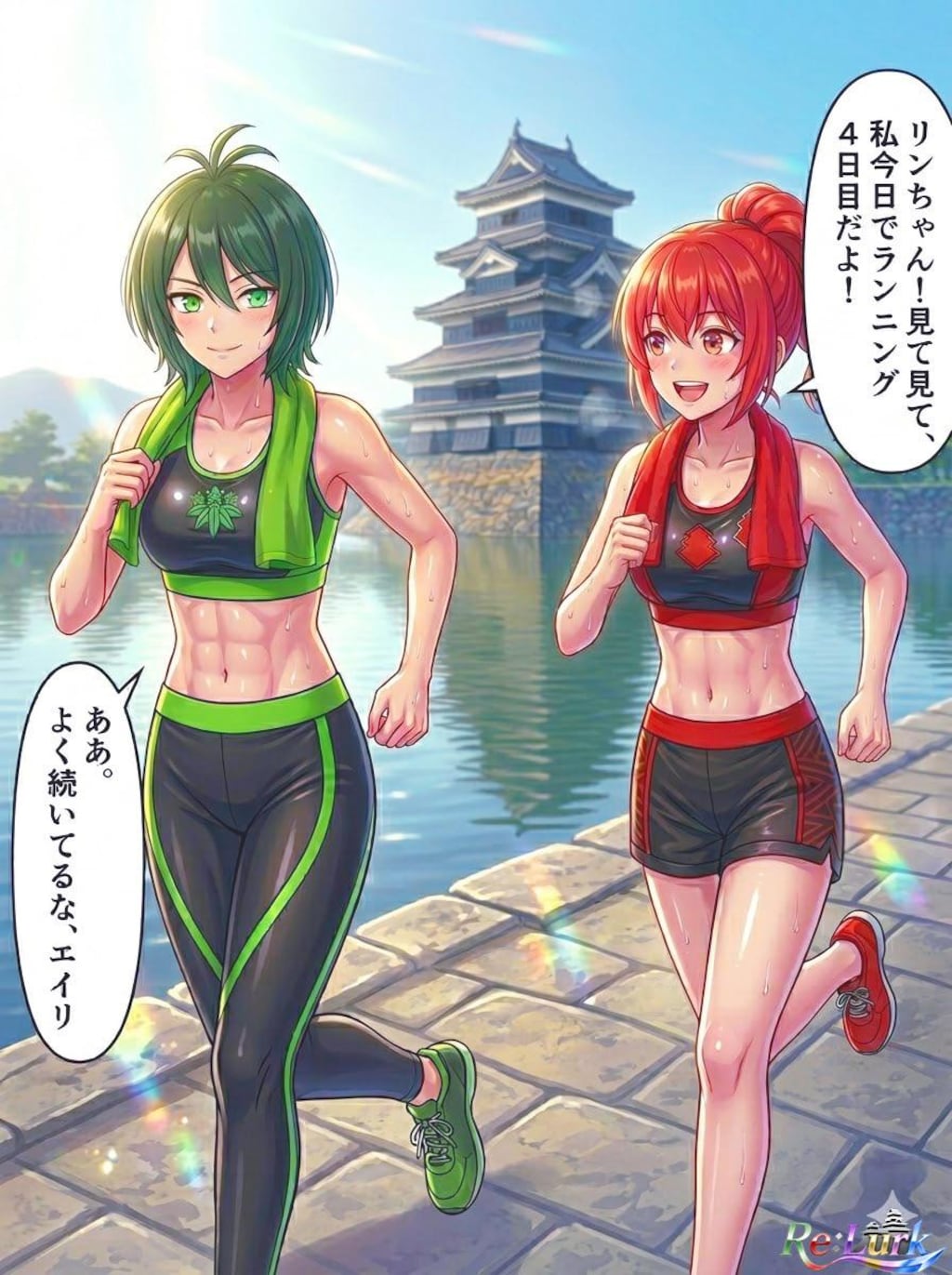 【4コマ漫画】Rinとeiriの朝トレ