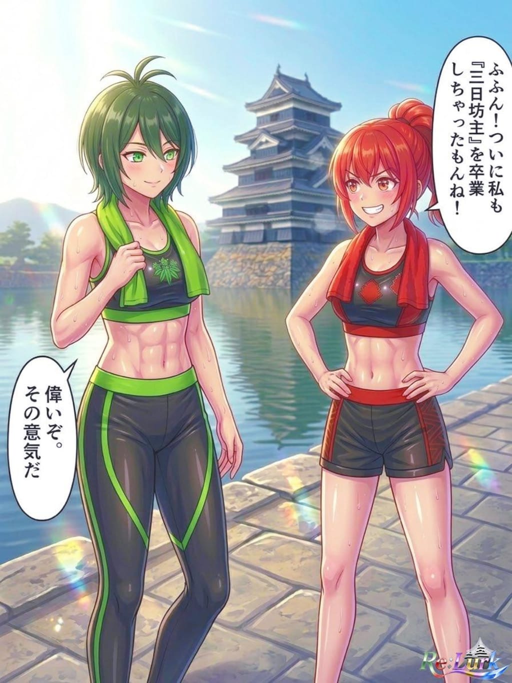 【4コマ漫画】Rinとeiriの朝トレ