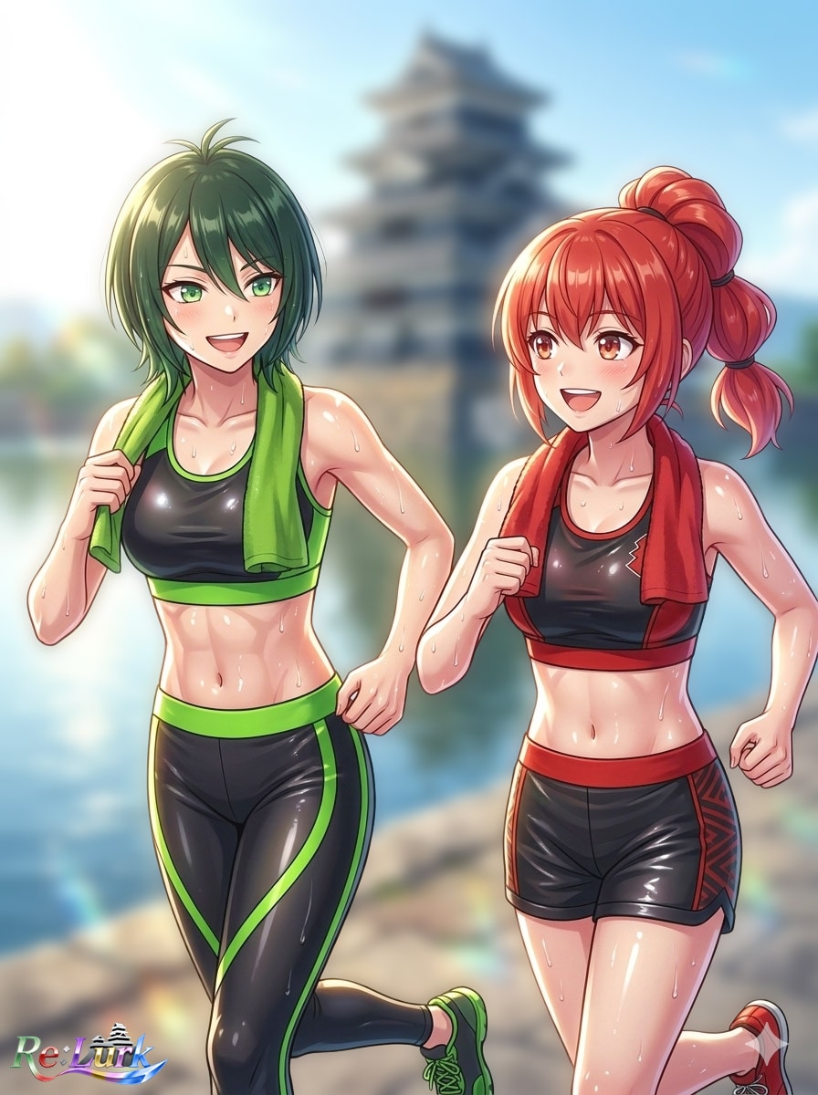 【4コマ漫画】Rinとeiriの朝トレ | の人気AIイラスト・グラビア