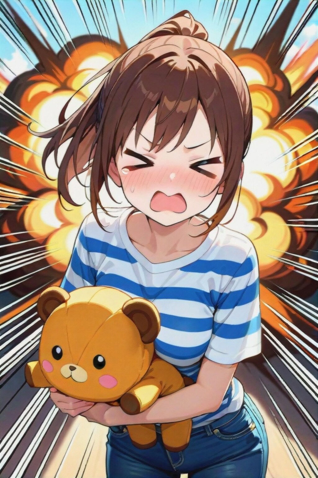 爆発と茶髪ちゃん