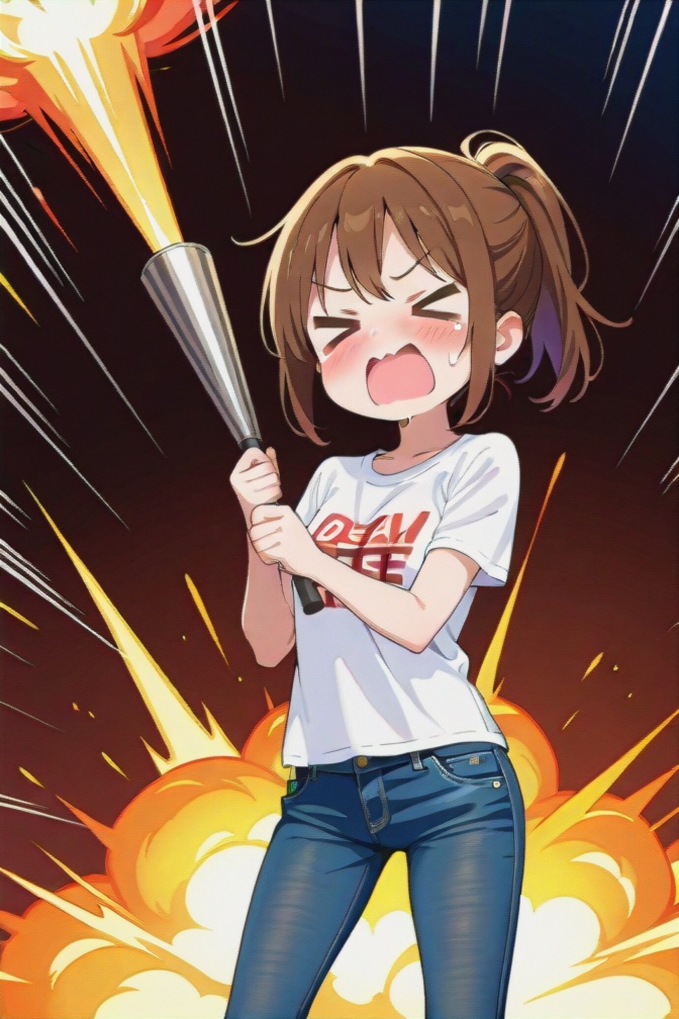 爆発と茶髪ちゃん | の人気AIイラスト・グラビア