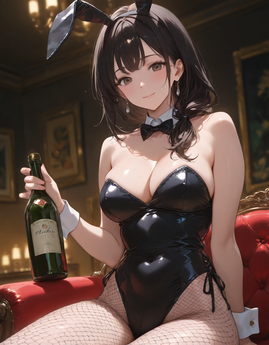 バニーで晩酌の人妻さん