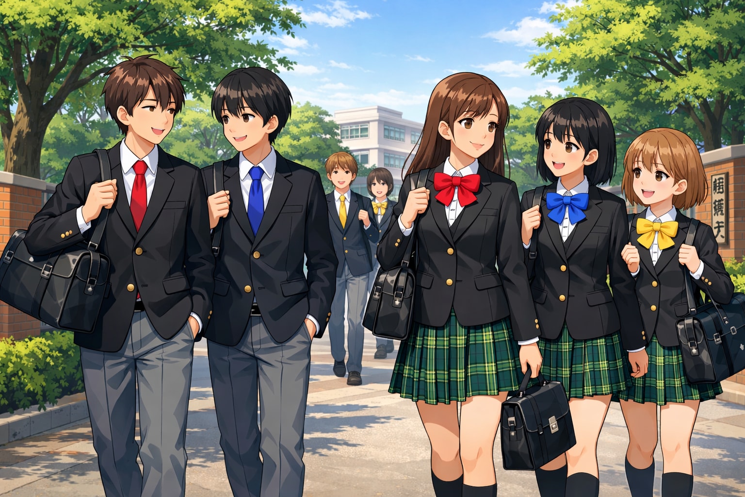 県立霞葉高等学校の登校風景 | の人気AIイラスト・グラビア