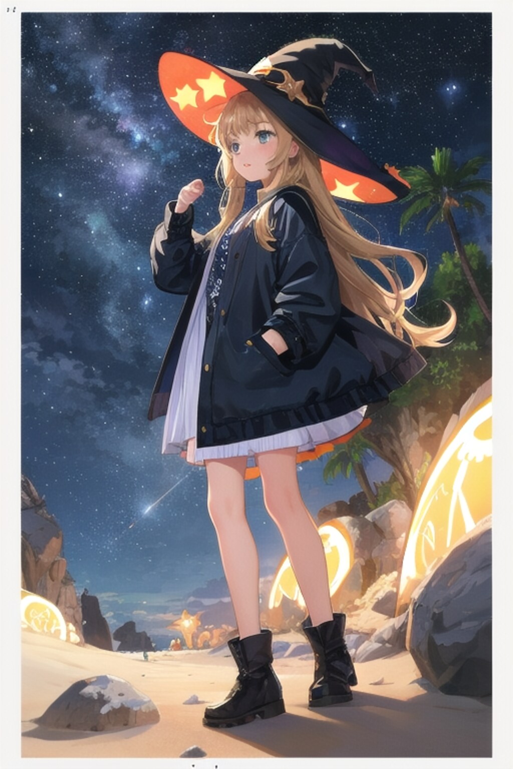 砂浜の魔女と星空