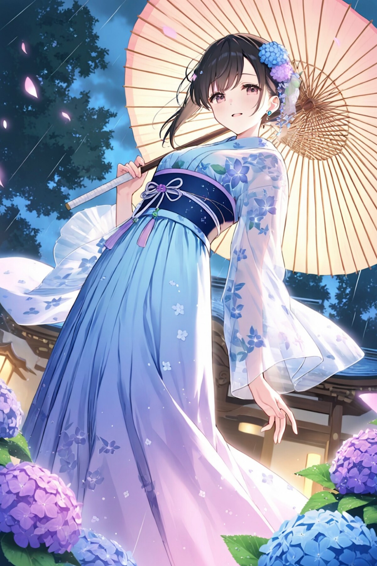ねぇ、雨が降っている方が、紫陽花も嬉しそうに見えない？
