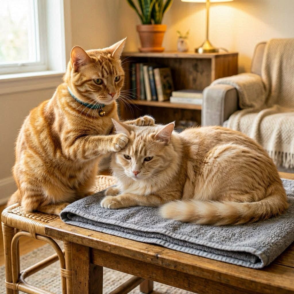 マッサージする猫とされる猫
