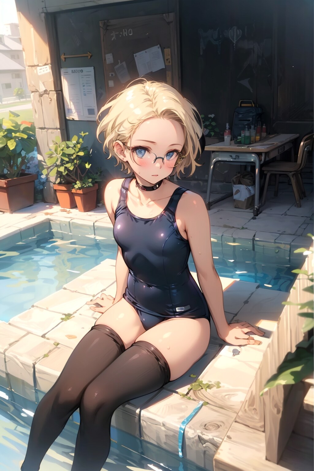 スク水の眼鏡っ娘