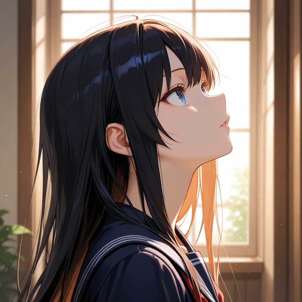 見上げる横顔