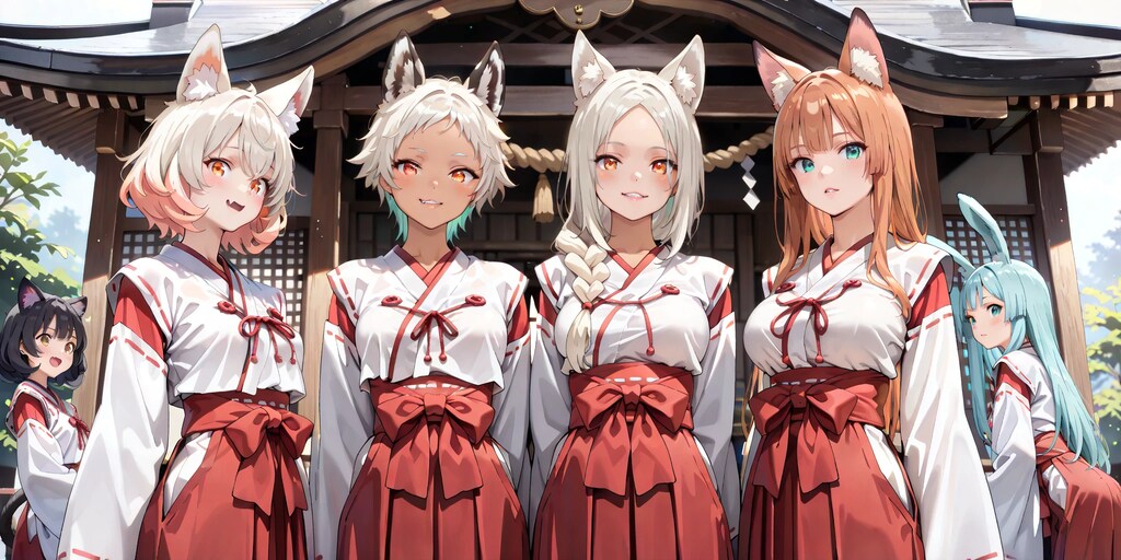 ようこそ！「けも耳神社へ」　巫女体験者集合