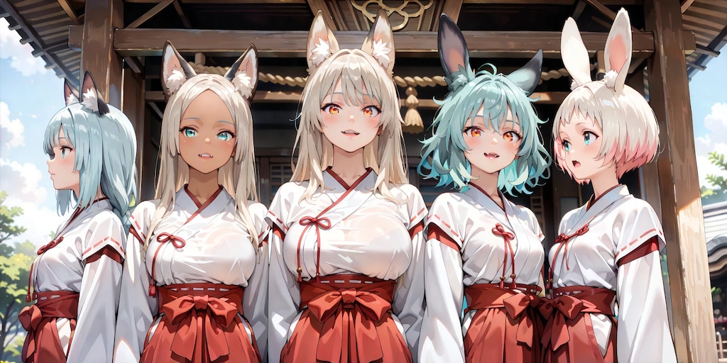 ようこそ！「けも耳神社へ」　巫女体験者集合