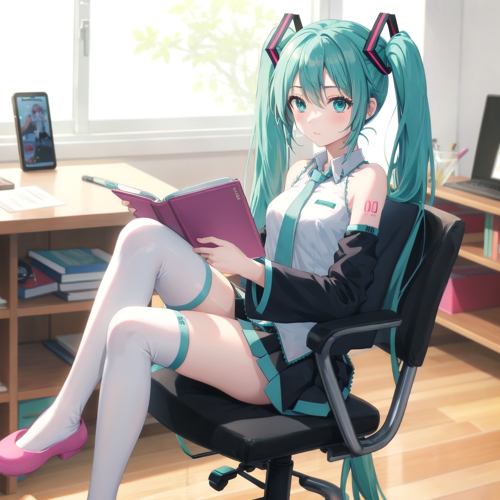 ミクさん、勉強中 | の人気AIイラスト・グラビア