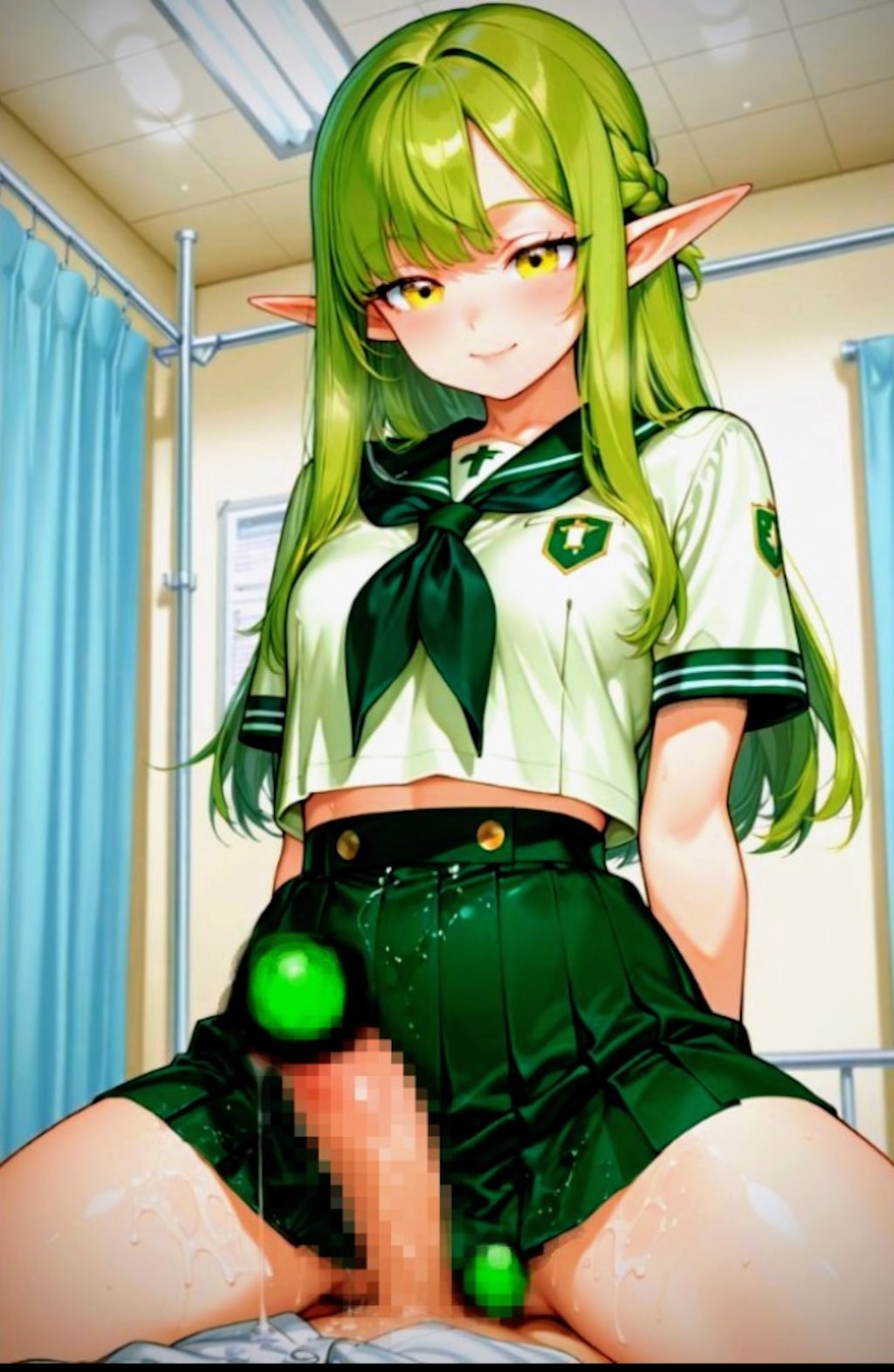 放課後に性処理係として働く🍏🍏🍏緑色髪エルフ｢素股｣