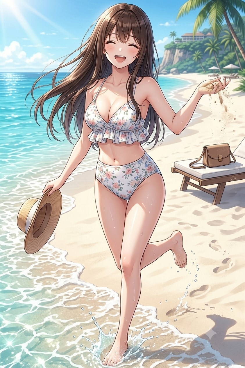 海で無邪気に遊ぶ