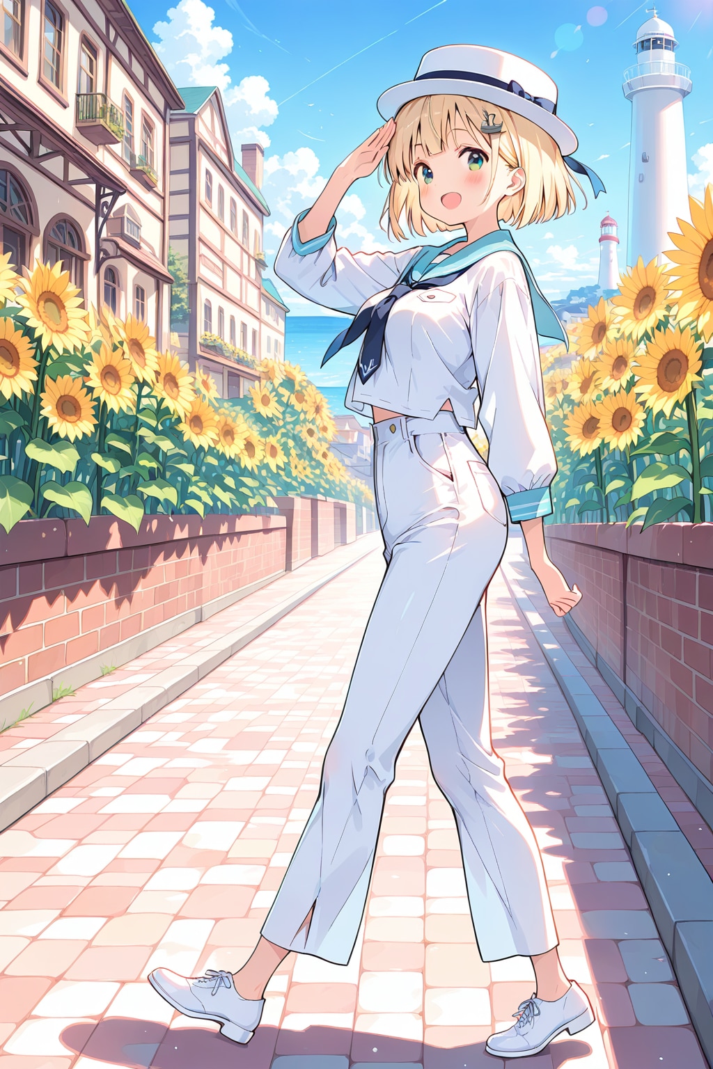 夏セーラー衣装のボブカットさん