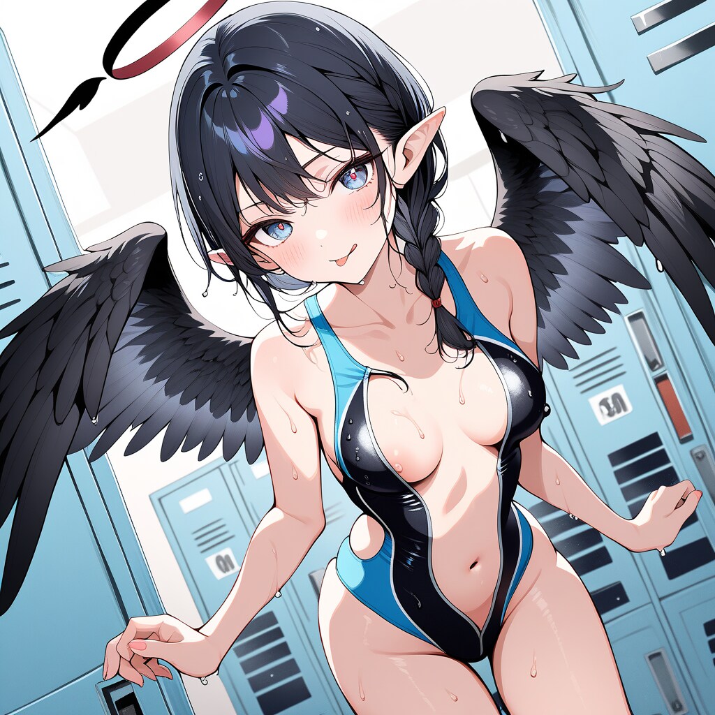 競泳水着堕天使娘